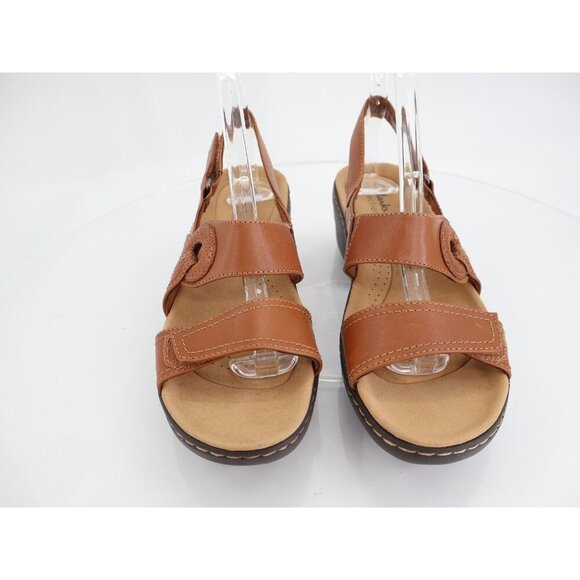 Clarks Merliah Bonita Sandal Women's Size 9 Narrow Brown Strappy Low Wedge - Picture 3 of 13